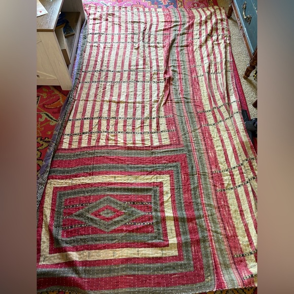 Boho Colorful Patchwork Kathna Reversible Quilt - Picture 15 of 16